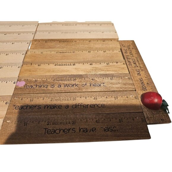 6-Inch Wood Rulers Bulk Set Of 42 Pieces Unbranded Some Teacher Themed Ones - Picture 2 of 6